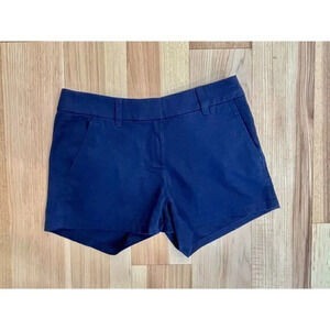 J. Crew Navy Blue Cotton Flat Front Shorts 00